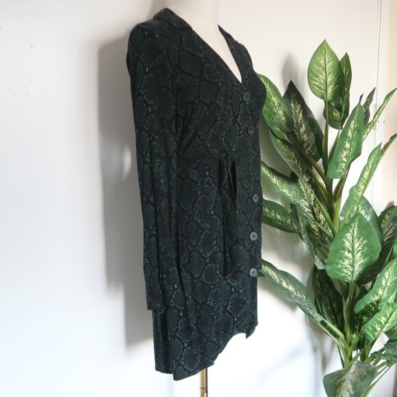 ZARA Green Black Snake Print Wrap Mini Dress Long Sleeve Belted Collared XS - Picture 7 of 12